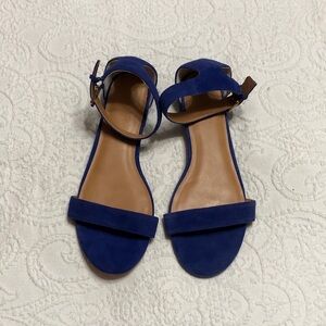 J. Crew Size 9M Blue Suede Open-Toe Ankle Strap Sandals in Royal Blue